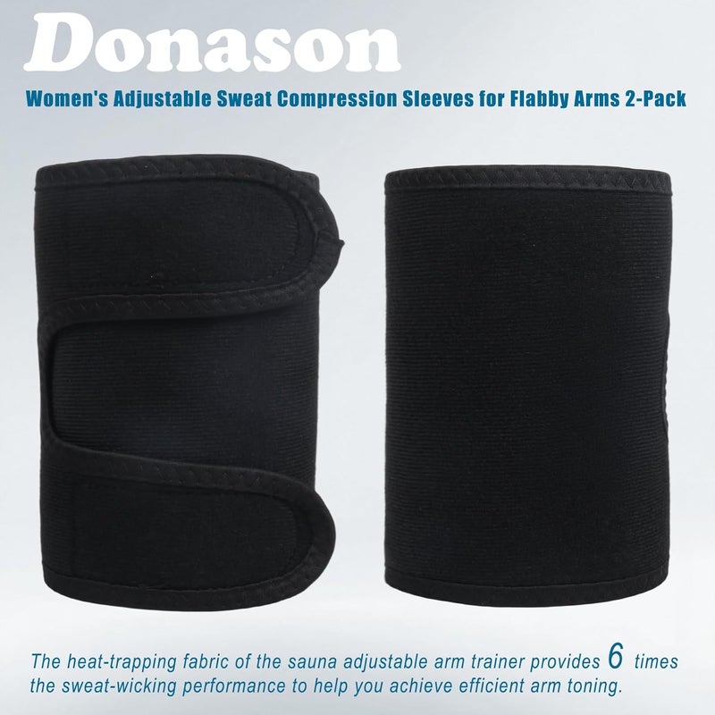 Donason Store Women's Arm Trimmers 2Pcs Adjustable Sweat Arm Shaper Bands Compression Workout Sleeves Sauna Wraps for Flabby Arms - Image 4